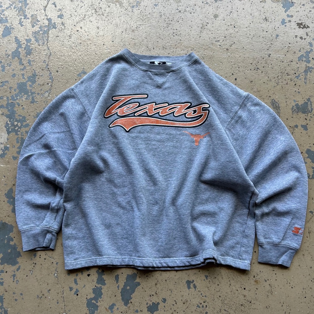 Vintage Starter Texas Longhorns Sweatshirt Mens Large Gray 90s Boxy Crewneck